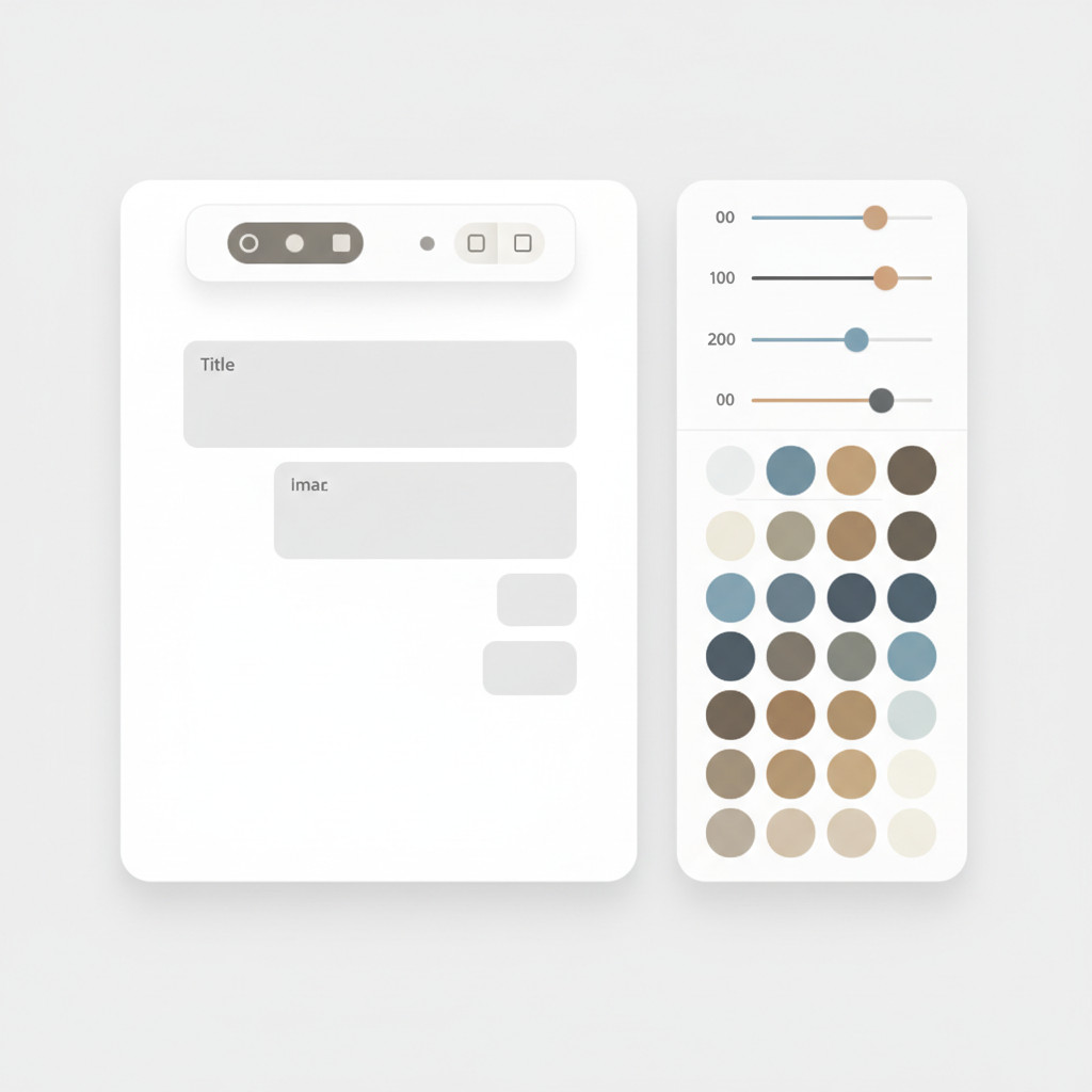 Minimal mockup of the WordPress block editor with a floating toolbar and right settings panel.