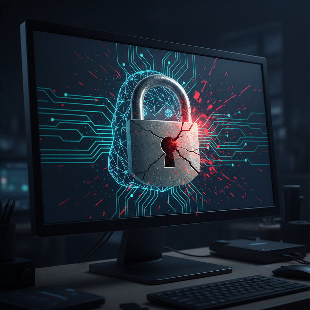 Symbolic visual of a vulnerable Linux kernel under ransomware attack